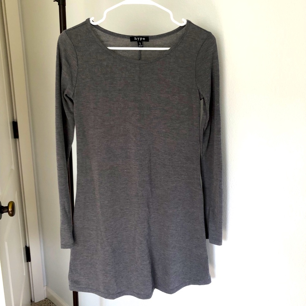 Hype Grey Knit Long Sleeve Mini Dress